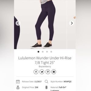 Lululemon Wunder Under Hi-Rise 7/8 Tight 25”